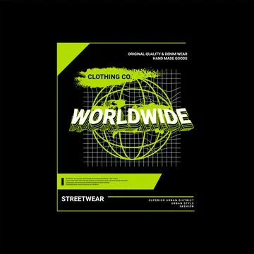 Worldwide writing design, suitable for screen printing t-shirts, clothes, jac Stock Illustration