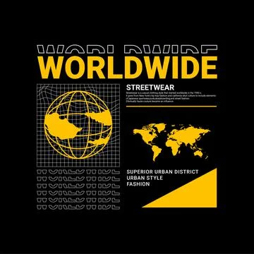 Worldwide writing design, suitable for screen printing t-shirts, clothes, jac Stock Illustration