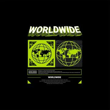 Worldwide writing design, suitable for screen printing t-shirts, clothes, jac Stock Illustration