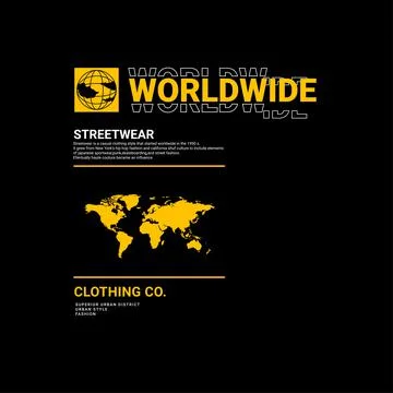 Worldwide writing design, suitable for screen printing t-shirts, clothes, jac Stock Illustration