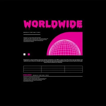 Worldwide writing design, suitable for screen printing t-shirts, clothes, jac Stock Illustration
