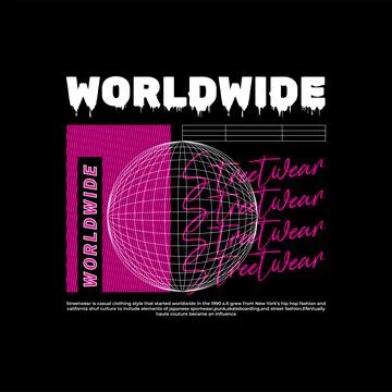 Worldwide writing design, suitable for screen printing t-shirts, clothes, jac Stock Illustration