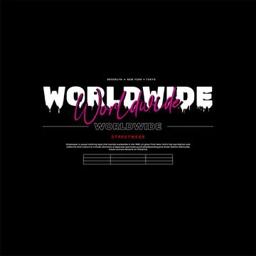 Worldwide writing design, suitable for screen printing t-shirts, clothes, jac Illustrazione stock