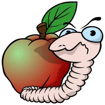 Worm and Apple Stock Illustration