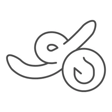 Worm and hook thin line icon. Fish lure illustration isolated on white. Worm Illustrazione stock
