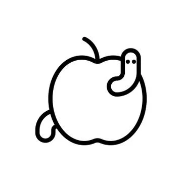 Worm apple icon vector. Isolated contour symbol illustration Stock Illustration