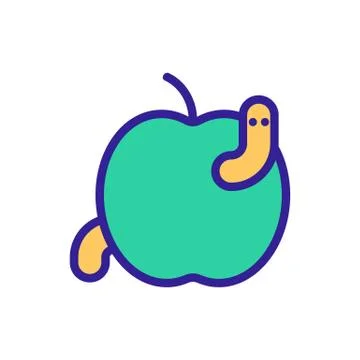 Worm apple icon vector. Isolated contour symbol illustration Stock Illustration