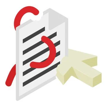 Worm attack icon isometric vector. Virus worm destroying document arrow cursor. Stock Illustration