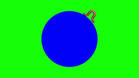 Worm on blue circle, looping 3D animation Stock Footage 112005725