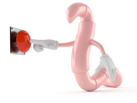 Worm character with push button Stock Illustration