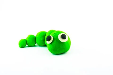 Worm ,clay on white background Stock Photos