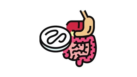 Worm digestive system parasite color icon animation Vídeos de archivo 326110156