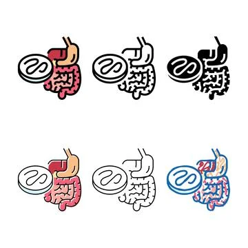 Worm digestive system parasite forms color icon vector Stock Illustration