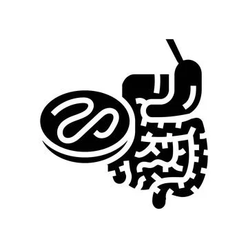 Worm digestive system parasite glyph icon vector illustration Illustrazione stock