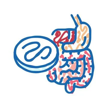 Worm digestive system parasite icon doodle illustration Illustrazione stock