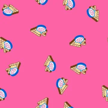 Worm digestive system parasite isometric icon seamless pattern Stock Illustration