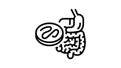 Worm digestive system parasite line icon animation 스톡 동영상 326127327