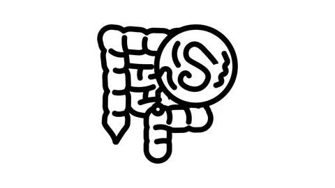 Worm digestive system parasite line icon animation 스톡 동영상 326752752