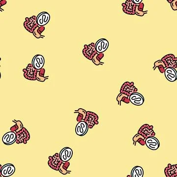 Worm digestive system parasite vector seamless pattern Stock Illustration