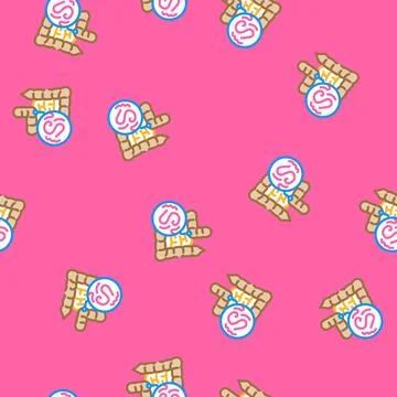 Worm digestive system parasite vector seamless pattern 스톡 일러스트