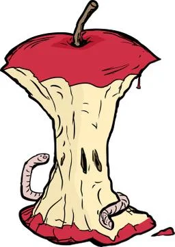 Worm Eating Apple Stock Illustration