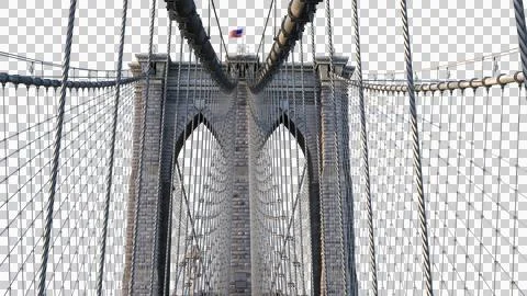 Worm eye view render of Brooklyn Bridge stone tower and steel suspender Stock Illustration