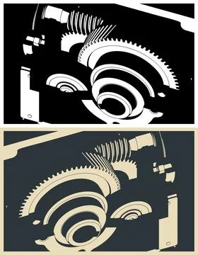 Worm gear with a differential close-up Illustrazione stock