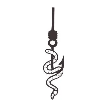 Worm on a hook vector illustration Stock Illustration