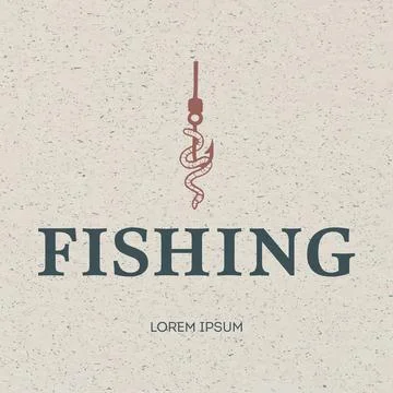 Worm on a hook vector illustration. Logo for fishing. Fishing hook Stock Illustration