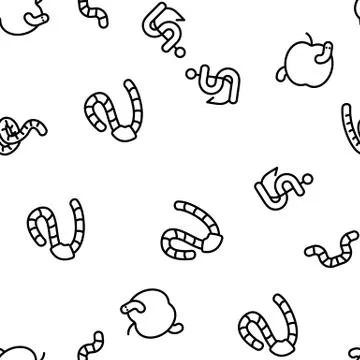 Worm Insect Animal Vector Seamless Pattern 스톡 일러스트