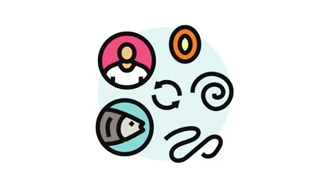 Worm lifecycle parasite color icon animation 스톡 동영상 326110153