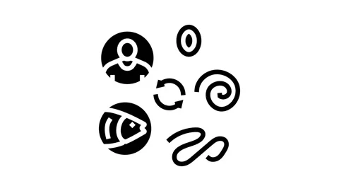 Worm lifecycle parasite glyph icon animation 스톡 동영상 326147291