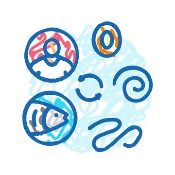 Worm lifecycle parasite icon doodle illustration Stock Illustration