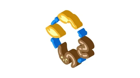 Worm lifecycle parasite isometric icon animation Video stock 327281881