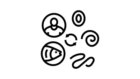 Worm lifecycle parasite line icon animation 動画素材 326127325