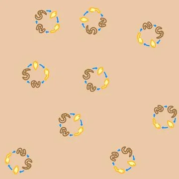 Worm lifecycle parasite vector seamless pattern Stock Illustration