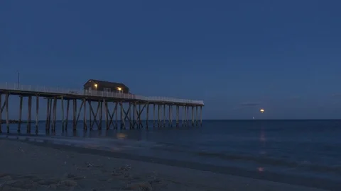 Worm Moon Rising At The Beach Stock Footage 73479044