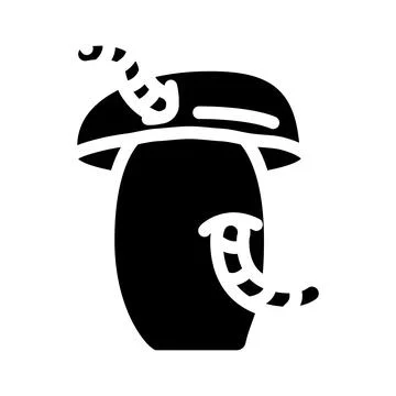 Worm mushroom glyph icon vector illustration イラスト素材