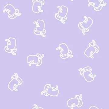 Worm mushroom line vector seamless pattern Stock Illustration
