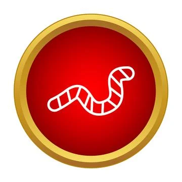 Worm outline icon in red circle button Stock Illustration