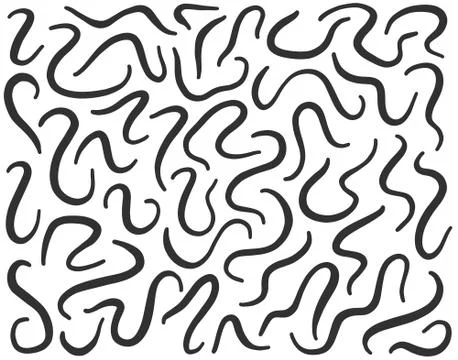 Worm pattern. Silhouette of parasite, soil worms, helminth. Parasitology black Stock Illustration