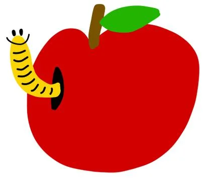 Worm in red apple Stock Illustration