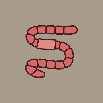 Worm vector concept red icon - Roundworm creative sign Stock Illustration