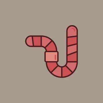 Worm vector concept simple red icon or symbol Stock Illustration