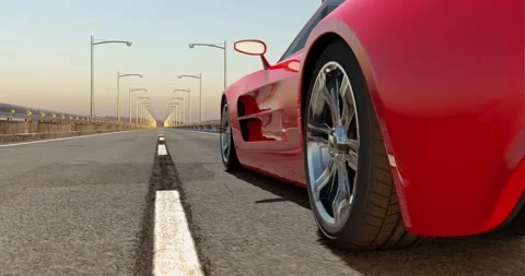 Worm view of a car running on a road. Stock Footage 132808625