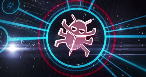 Worm virus cyberattack symbol 3d digital concept Stock Footage 343682499