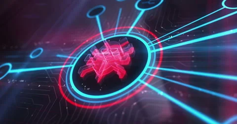 Worm virus cyberattack symbol 3d digital concept Stock Footage 344102766