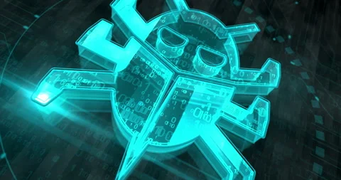 Worm virus cyberattack symbol 3d digital concept loop Stock Footage 344103190