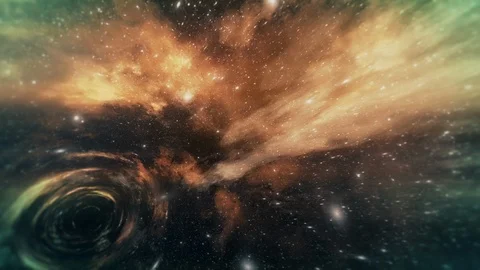 Wormhole backwards through time and space, clouds, and millions of stars. Stock Footage 94512167