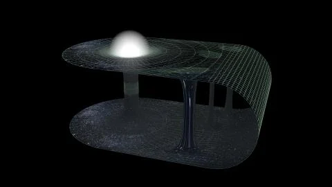 A wormhole connecting two point in space. Singularity. 3d illustration Stock Illustration